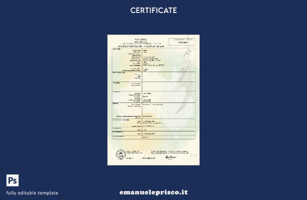 modello PSD del certificato di morte dell'Australia Victoria in stile verificato